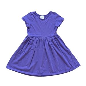 Hanna Andersson Bright Basics Purple Shirt Sleeve Dress - Size 130/8